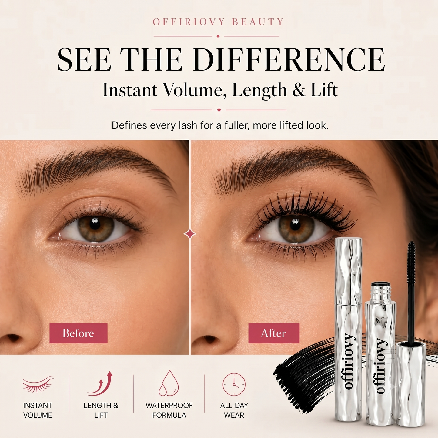 💜LAST DAY - BUY 1 GET 1 FREE💜Waterproof Curling & Lengthening Mascara